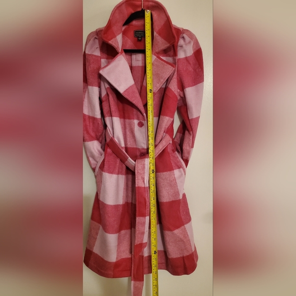 GBY Guiliana Pink Plaid light weight coat size lg petite womens. - Picture 6 of 6